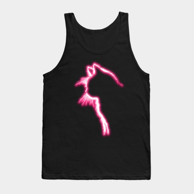 Glowing Pink Neon Cat Tank Top by la chataigne qui vole ⭐⭐⭐⭐⭐